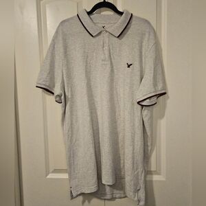 American Eagle Outfitters Gray Polo Shirt with Embroidered Logo Core Flex SZ 3XL